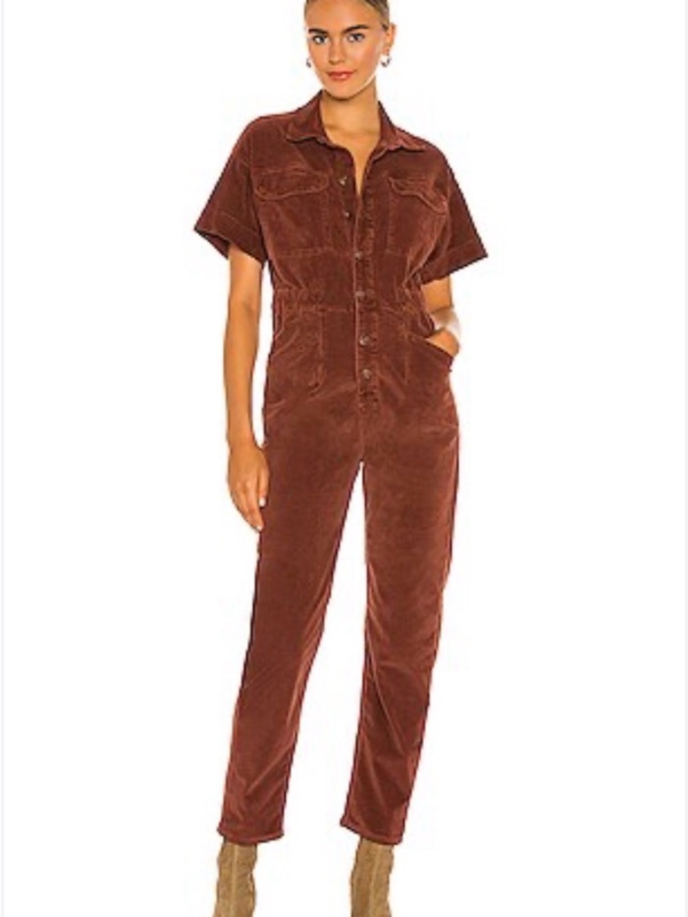 Free People Marci Corduroy Jumpsuit in Brown